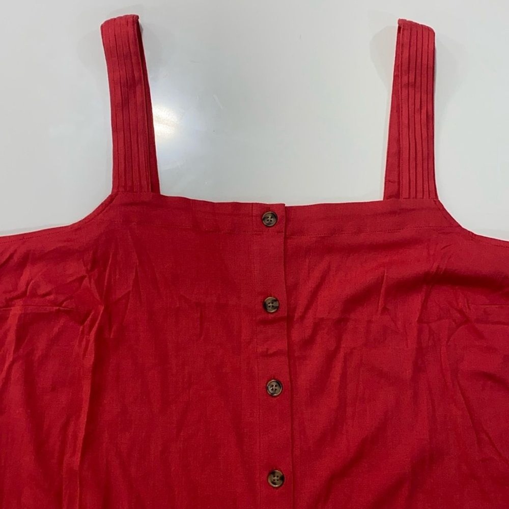 Market & Spruce Wide Pleated Strap Button Down Chrysanthemum Camisole 2X NWT - Picture 5 of 8